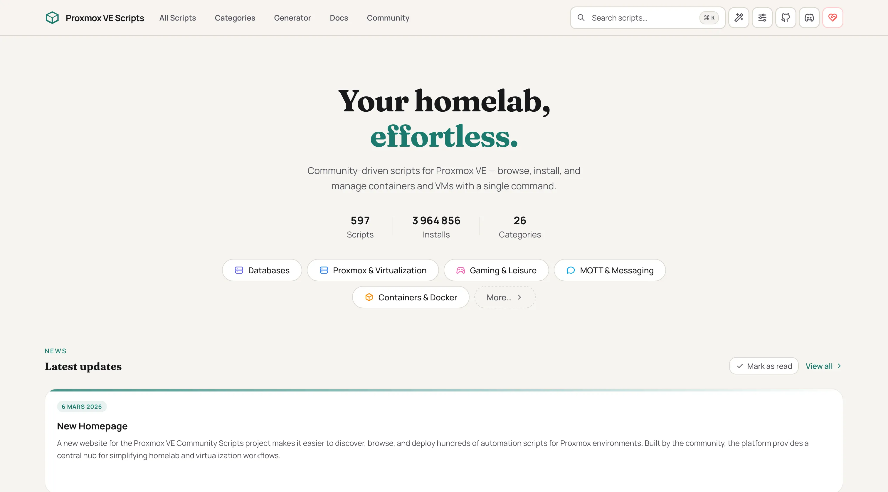 Page d'accueil de community-scripts.org