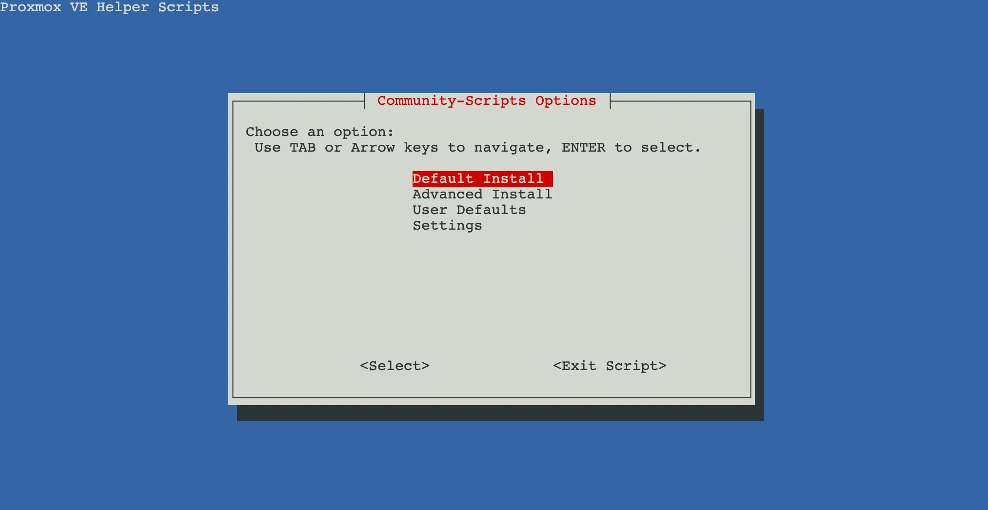 Menu Default Install / Advanced Install de l'assistant Gitea