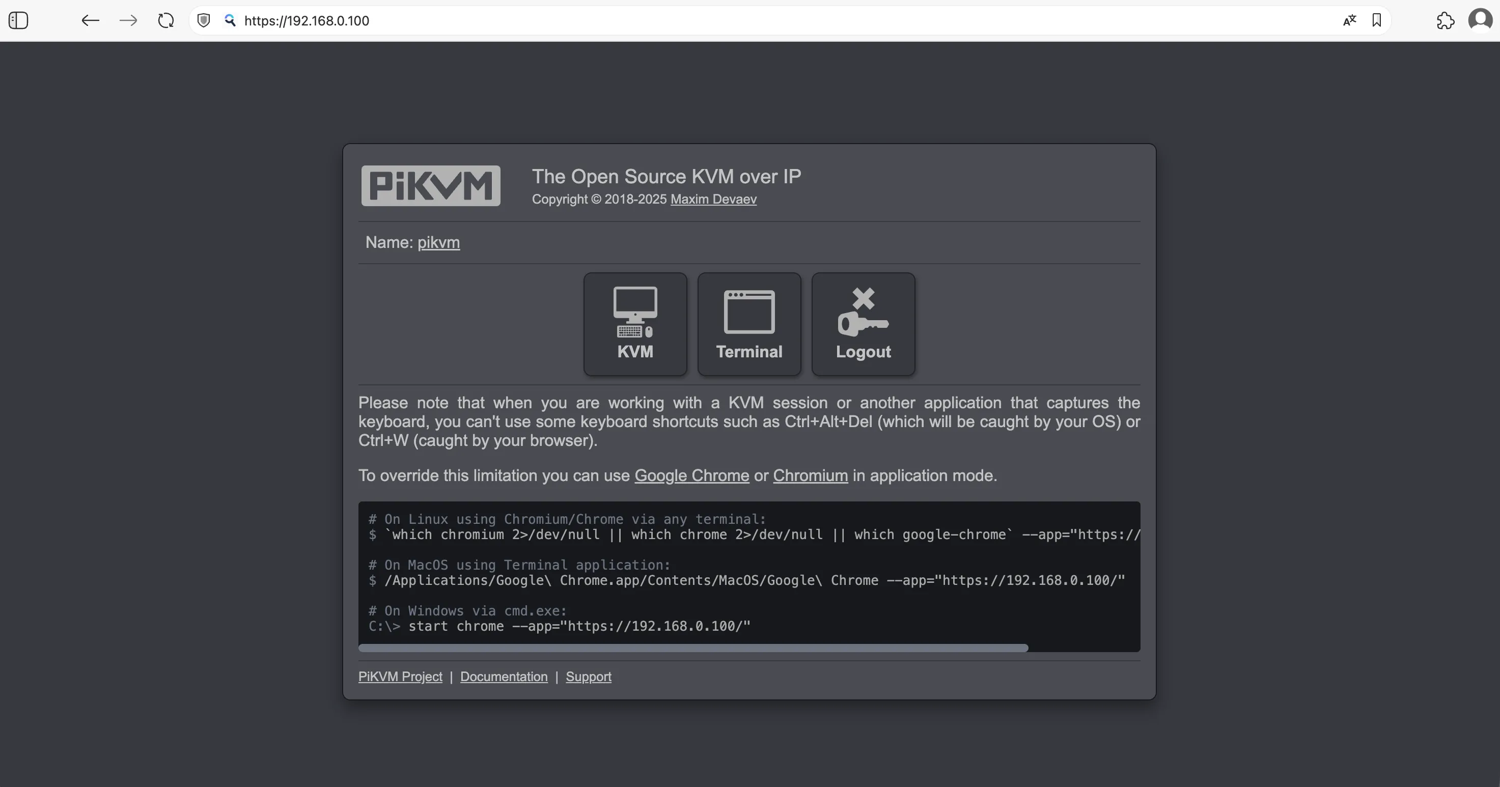 Screenshot of the home page