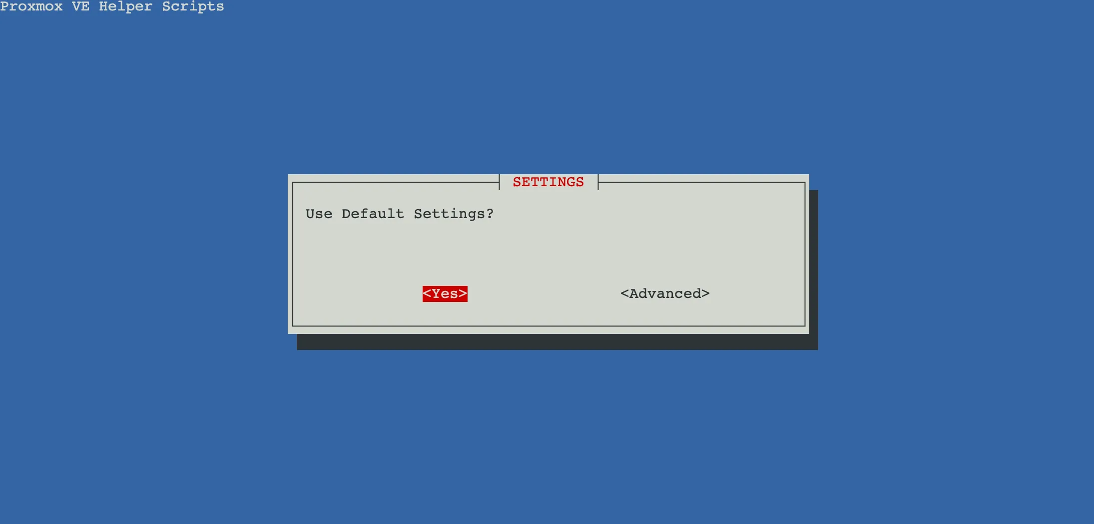 Choix Default Settings ou Advanced pour la VM Ubuntu